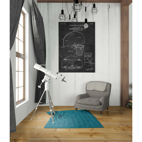 Image of 'Basketball Hoop Blueprint Patent Chalkboard' Canvas Wall Art,26 x 40