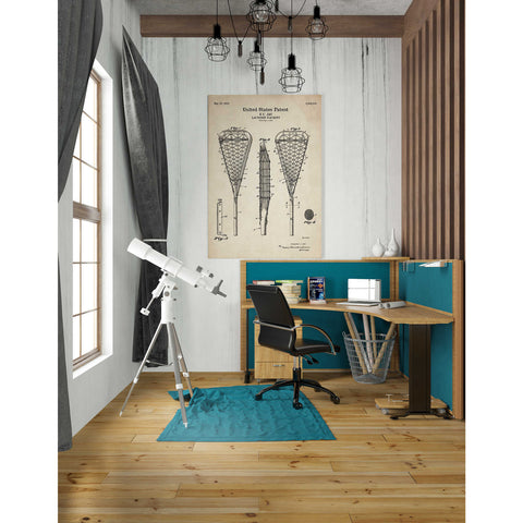 Image of 'Lacrosse Racquet Blueprint Patent Parchment' Canvas Wall Art,26 x 40