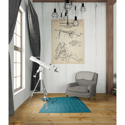 Image of 'Ammunition Feeder for Army Rifle Blueprint Patent Parchment' Canvas Wall Art,26 x 40