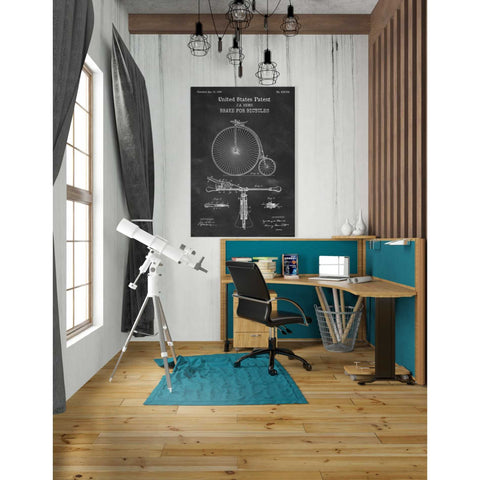 Image of 'Brake for Vintage Bicycle Blueprint Patent Chalkboard' Canvas Wall Art,26 x 40