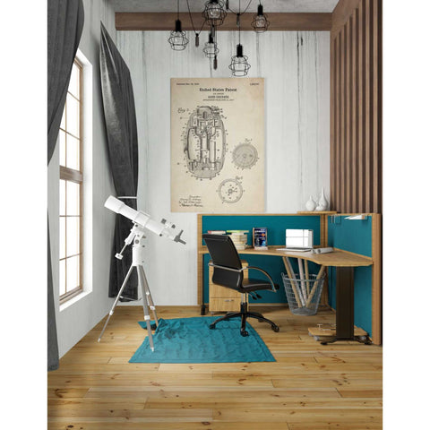Image of 'Hand Grenade Blueprint Patent Parchment' Canvas Wall Art,26 x 40