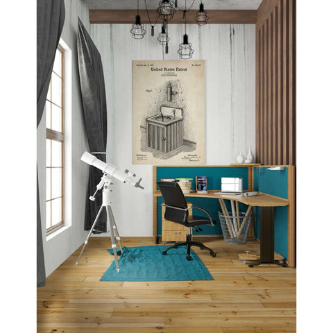 Image of 'Soap_Dispenser Blueprint Patent Parchment' Canvas Wall Art,26 x 40