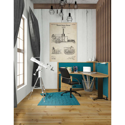 Image of 'Tractor Blueprint Patent Parchment' Canvas Wall Art,26 x 40