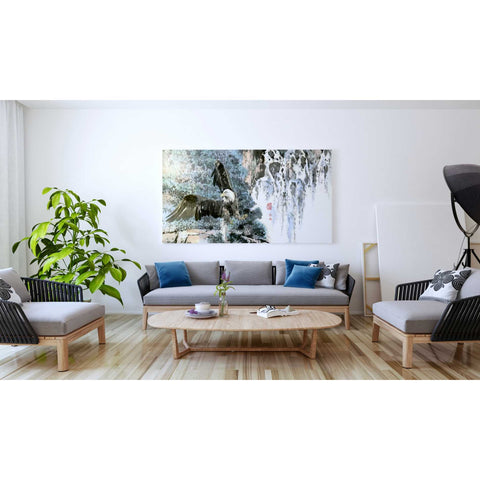 Image of 'Bald Eagle Over Cascading Waterfalls' by River Han, Canvas Wall Art,30 x 60