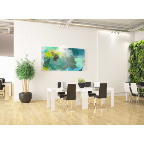 Image of 'The Shades of Green Abstract 2' by Irena Orlov, Canvas Wall Art,60 x 30