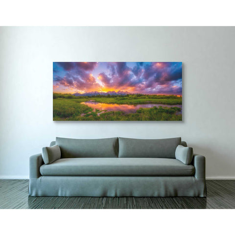 Image of 'Grand Sunset in the Tetons' by Darren White, Canvas Wall Art,30 x 60