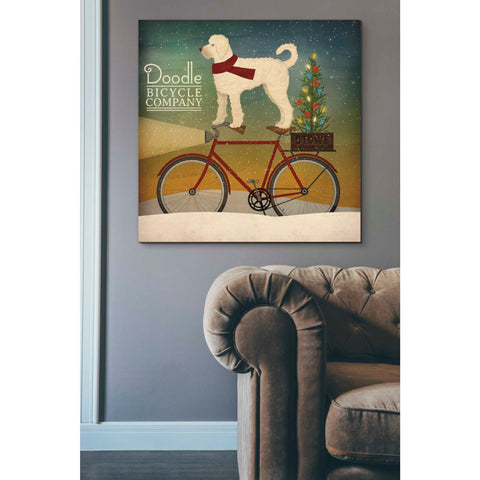 Image of 'White Doodle on Bike Christmas' by Ryan Fowler, Canvas Wall Art,37 x 37