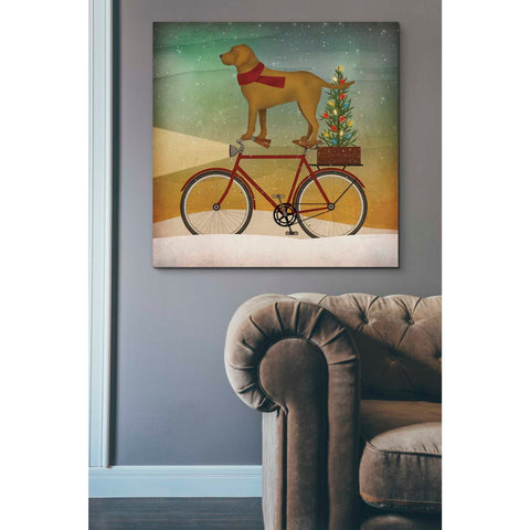 Image of 'Yellow Lab on Bike Christmas' by Ryan Fowler, Canvas Wall Art,37 x 37