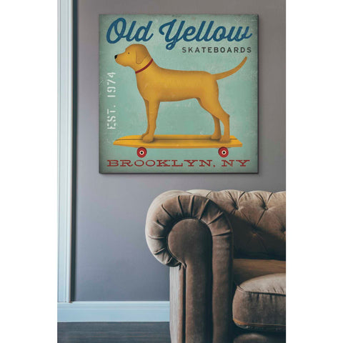 Image of 'Golden Dog on Skateboard' by Ryan Fowler, Canvas Wall Art,37 x 37