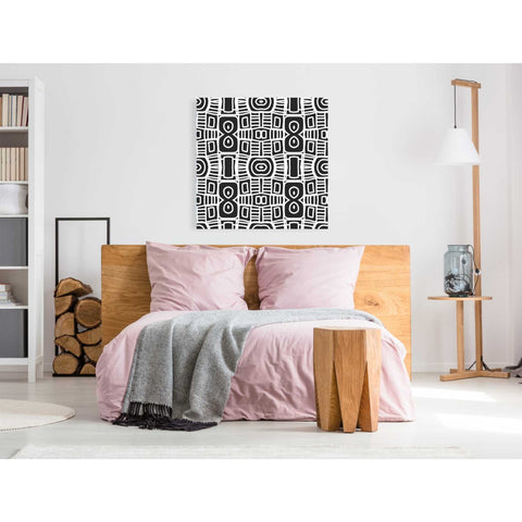 Image of 'Black And White Boho Floral II' by Linda Woods, Canvas Wall Art,37 x 37