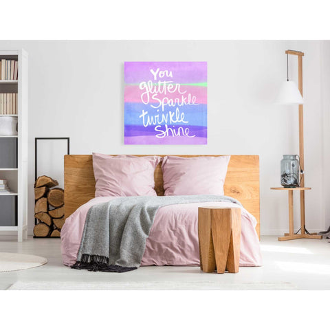 Image of 'Unicorn Stripe Sparkle' by Linda Woods, Canvas Wall Art,37 x 37