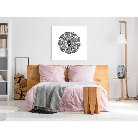 Image of 'Bw Hamsa Mandala' by Linda Woods, Canvas Wall Art,37 x 37