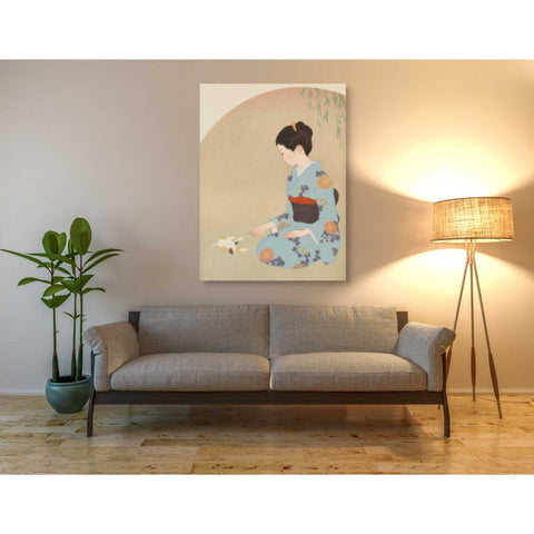 Image of 'Cat And Woman' by Sai Tamiya, Canvas Wall Art,40 x 54
