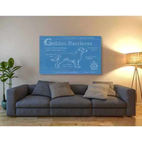 Image of 'Blueprint Golden Retriever' by Ethan Harper Canvas Wall Art,54 x 40