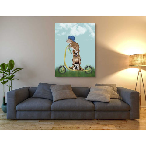 Image of 'English Bulldog Scooter' by Fab Funky Giclee Canvas Wall Art