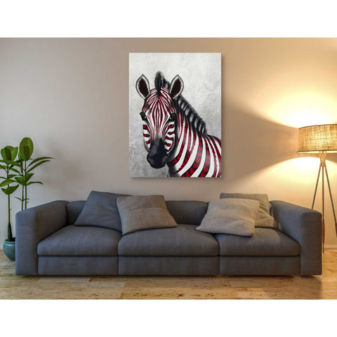 Image of 'Zebra, Red Love Hearts' by Fab Funky Giclee Canvas Wall Art