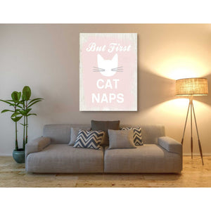 'But First Cat Naps' by Linda Woods, Canvas Wall Art,40 x 54