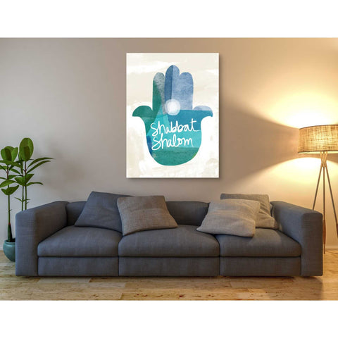 Image of 'Shabbat Shalom Hamsa' by Linda Woods, Canvas Wall Art,40 x 54