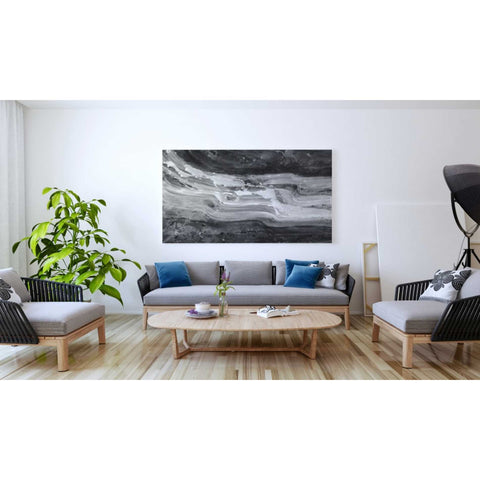 Image of 'Currents Gray Black White' by Albena Hristova, Canvas Wall Art,60 x 40