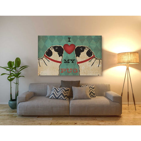 Image of 'Pug and Pug - I Love My Pug' by Ryan Fowler, Canvas Wall Art,40 x 60