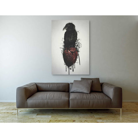 Image of "Raven and Heart Grenade" by Nicklas Gustafsson, Giclee Canvas Wall Art