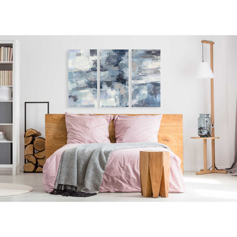 Image of 'In The Clouds Indigo and Grey' by Silvia Vassileva, Canvas Wall Art,Triptych