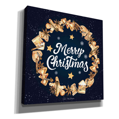Image of 'Gingerbread Merry Christmas Wreath' by Seven Trees Design, Canvas Wall Art