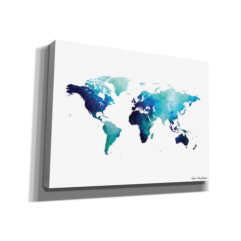 Image of 'Blue Space World Map' by Seven Trees Design, Canvas Wall Art