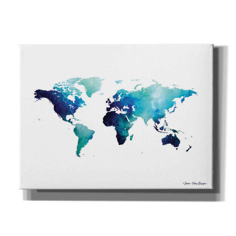Image of 'Blue Space World Map' by Seven Trees Design, Canvas Wall Art