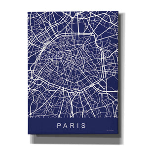 'Paris Street Blue Map' by Seven Trees Design, Canvas Wall Art