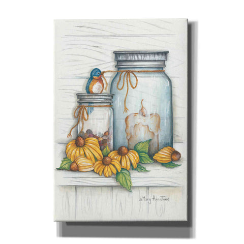 Image of 'Blue Bird and Coneflowers' by Mary Ann June, Canvas Wall Art
