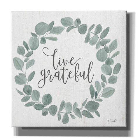 Image of 'Live Grateful Eucalyptus Wreath' by Kate Sherrill, Canvas, Wall Art
