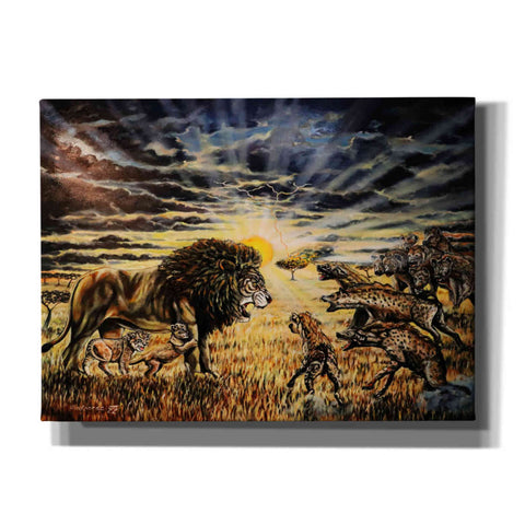 Image of 'Lion Hyenas' by Jan Kasparec, Canvas Wall Art