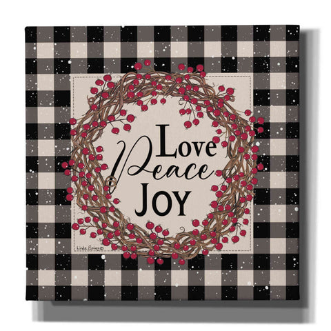 Image of 'Love Peace Joy with Berries' by Linda Spivey, Canvas Wall Art