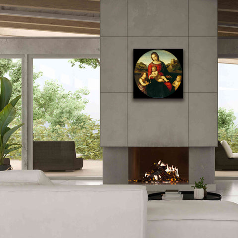 Image of 'Madonna with Child, St. John and a Child Saint' by Raphael, Canvas Wall Art,26 x 26