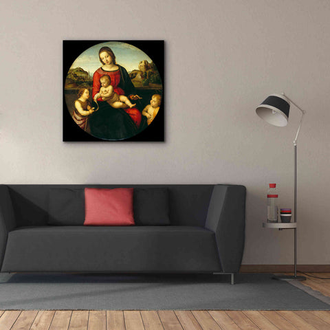 Image of 'Madonna with Child, St. John and a Child Saint' by Raphael, Canvas Wall Art,37 x 37