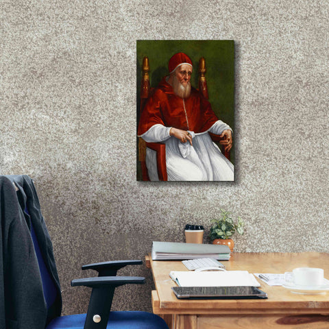 Image of 'Portrait of Pope Julius II' by Raphael, Canvas Wall Art,18 x 26