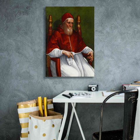 Image of 'Portrait of Pope Julius II' by Raphael, Canvas Wall Art,18 x 26