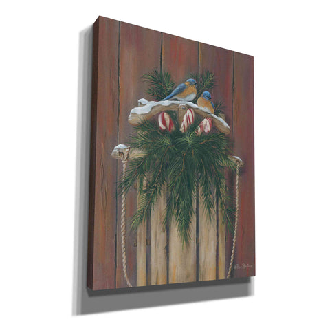 Image of 'Bluebirds & Sled' by Pam Britton, Canvas Wall Art