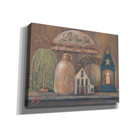 Image of 'Love Never Fails Shelf' by Pam Britton, Canvas Wall Art