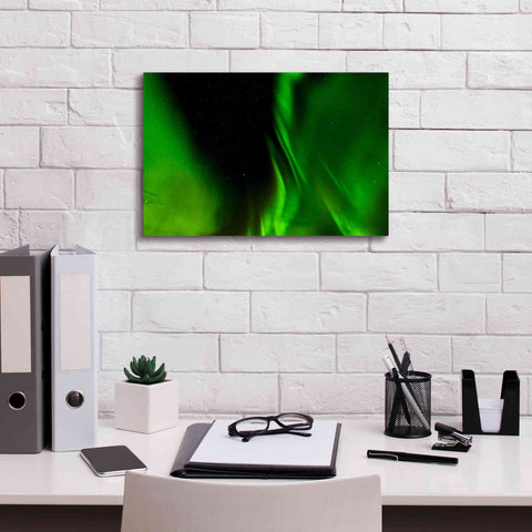 Image of 'A Beautiful Green Aurora Borealis' by Epic Portfolio, Giclee Canvas Wall Art,18x12