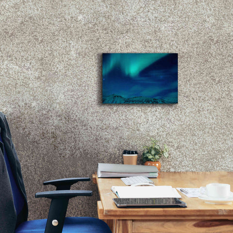 Image of 'Amazing Northern Lights Blue' by Epic Portfolio, Giclee Canvas Wall Art,18x12