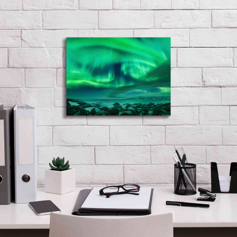 Image of 'Aurora Borealis Over Ocean' by Epic Portfolio, Giclee Canvas Wall Art,16x12