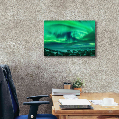 Image of 'Aurora Borealis Over Ocean' by Epic Portfolio, Giclee Canvas Wall Art,24x20