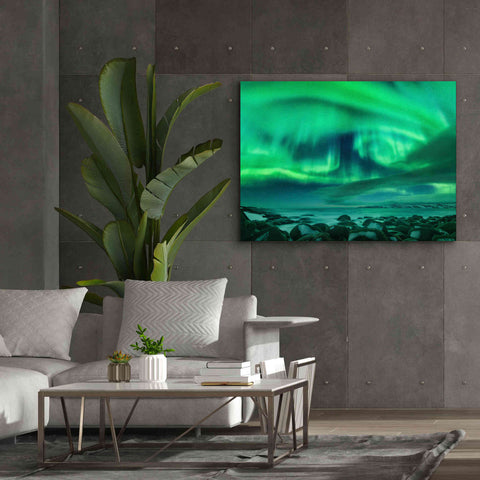 Image of 'Aurora Borealis Over Ocean' by Epic Portfolio, Giclee Canvas Wall Art,54x40
