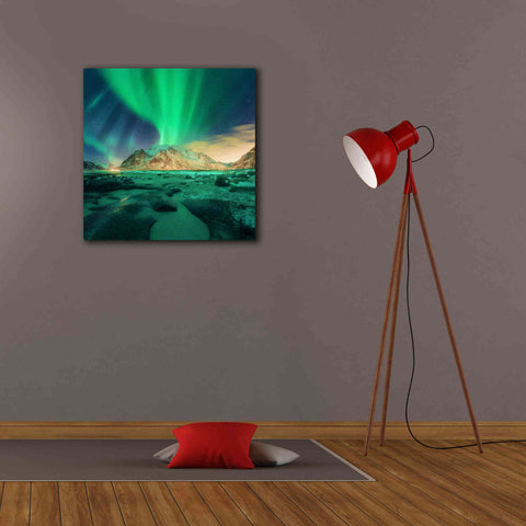 Image of 'Aurora Over Snowy Mountains' by Epic Portfolio, Giclee Canvas Wall Art,26x26