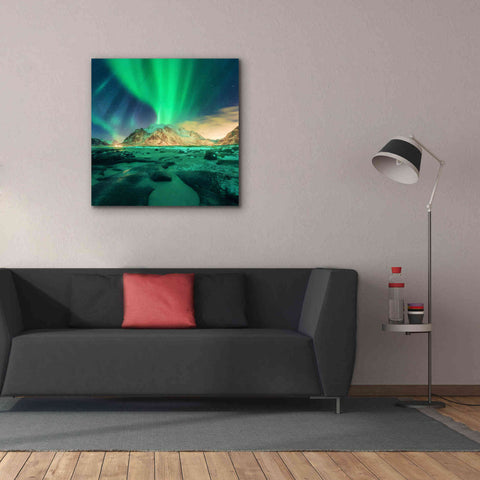 Image of 'Aurora Over Snowy Mountains' by Epic Portfolio, Giclee Canvas Wall Art,37x37