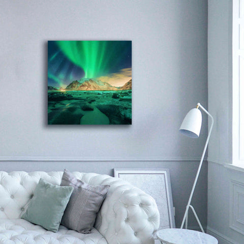 Image of 'Aurora Over Snowy Mountains' by Epic Portfolio, Giclee Canvas Wall Art,37x37