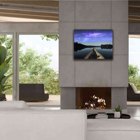 Image of 'Canoeing Under The Northern Lights' by Epic Portfolio, Giclee Canvas Wall Art,34x26