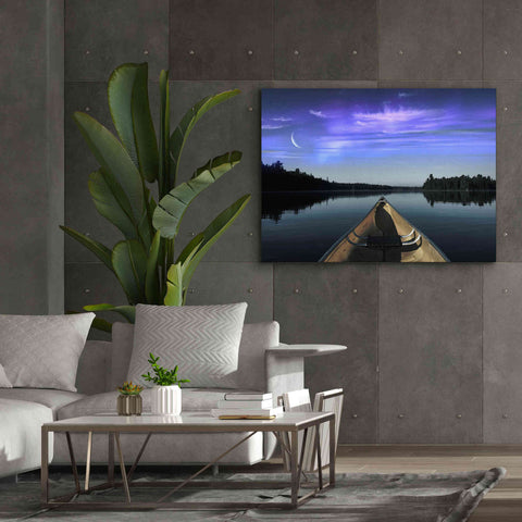 Image of 'Canoeing Under The Northern Lights' by Epic Portfolio, Giclee Canvas Wall Art,54x40